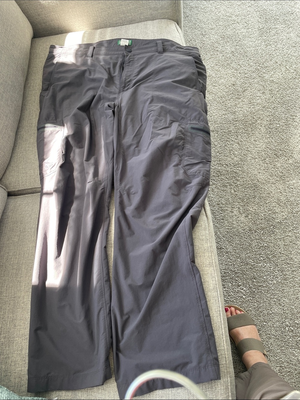L.L. Bean Men's Gray lightweight Pants - with front and back zip pockets